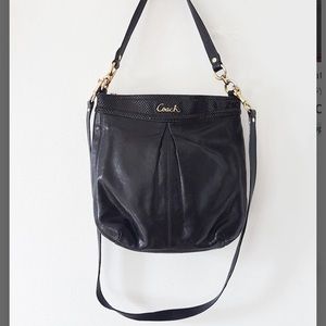 Coach Ashley Black Leather Hippie Purse Medium Shoulder Bag